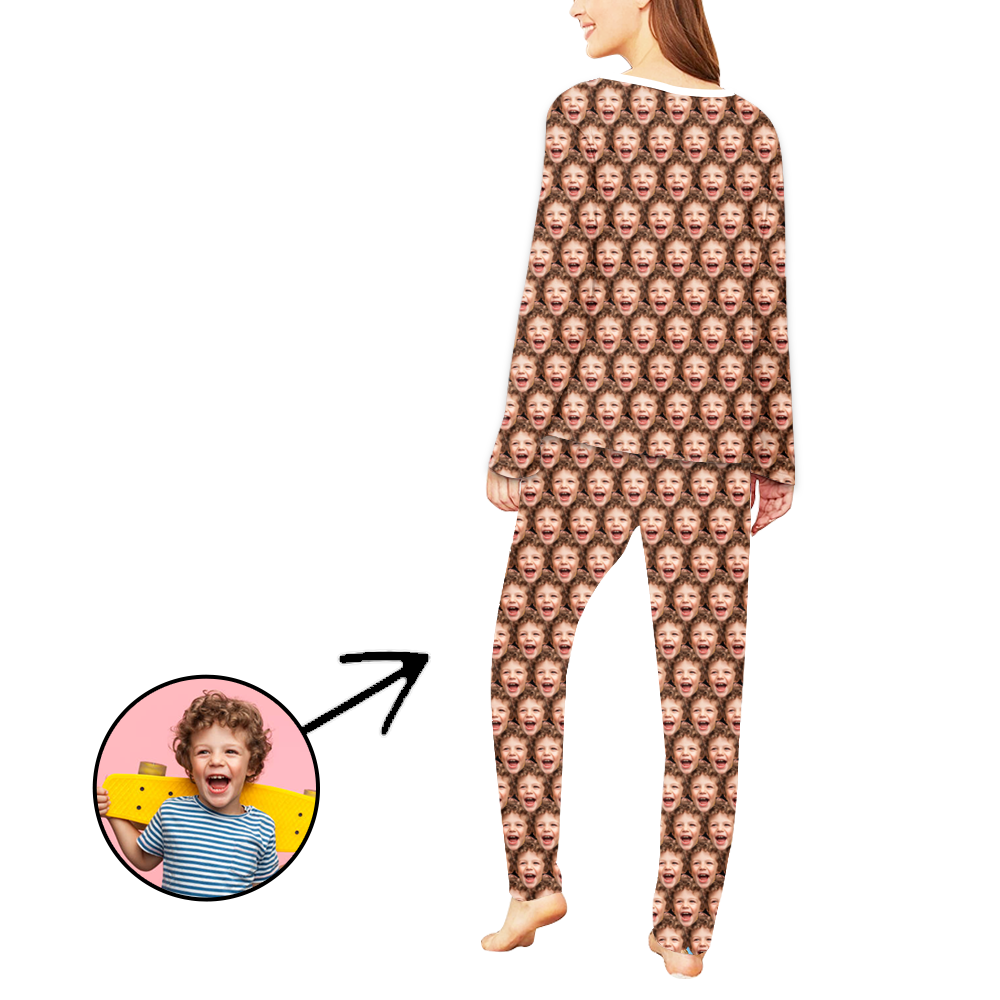 Personalised Pyjamas For Women Funny Mash Face Long Sleeve