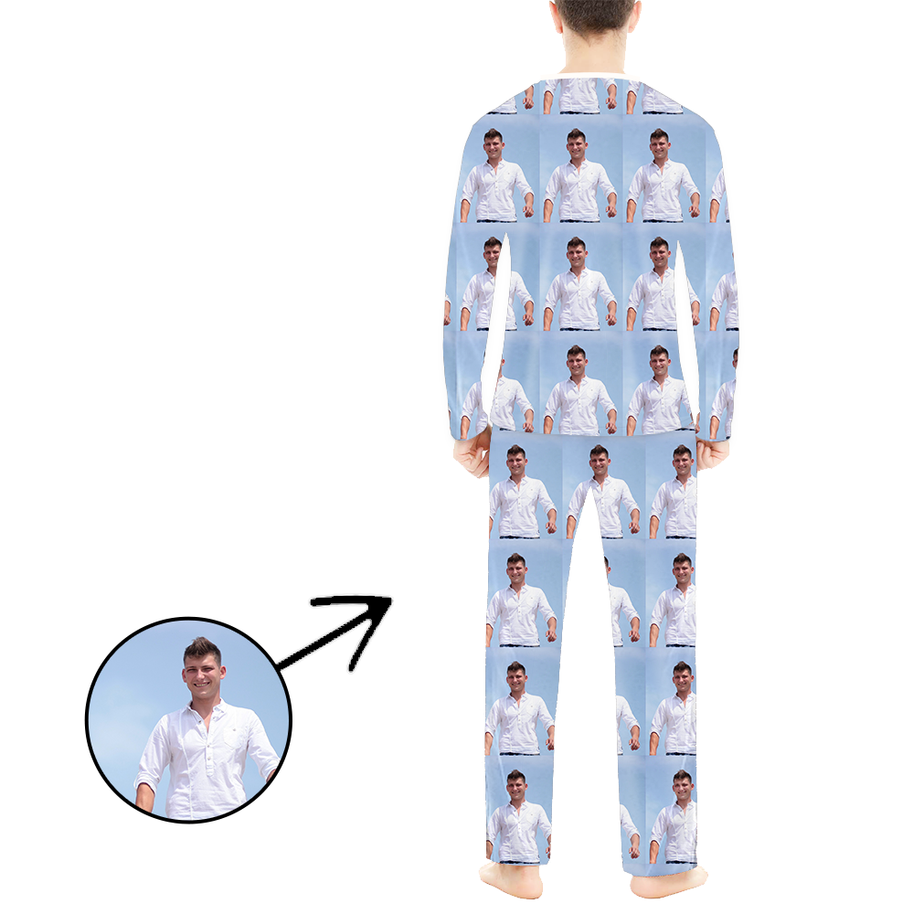 Personalised Photo Pajamas For Men Whole Photo Long Sleeve
