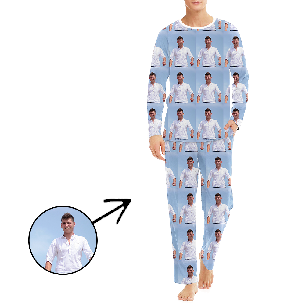 Personalised Photo Pajamas For Men Whole Photo Long Sleeve