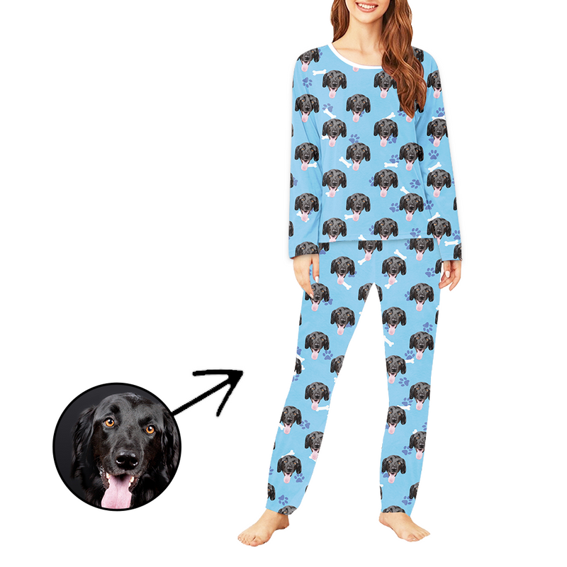 Personalised Photo Pajamas Christmas Gift Blue