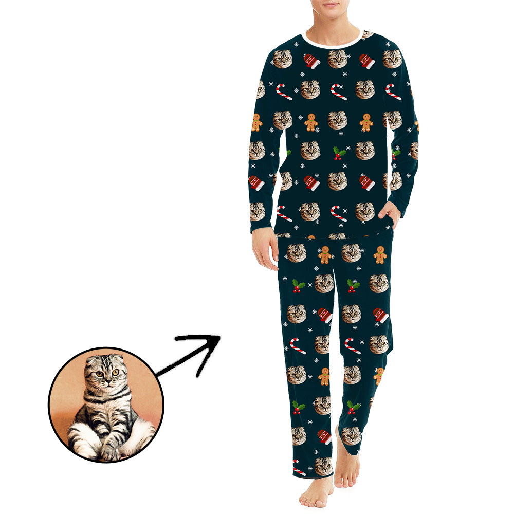 Custom Men's Photo Pajamas I Love Holiday Seaon Long Sleeve
