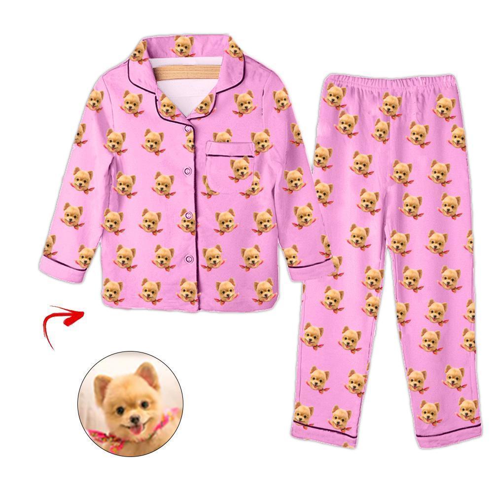 Personalised Photo Kids Pajamas I Love My Dog Pink