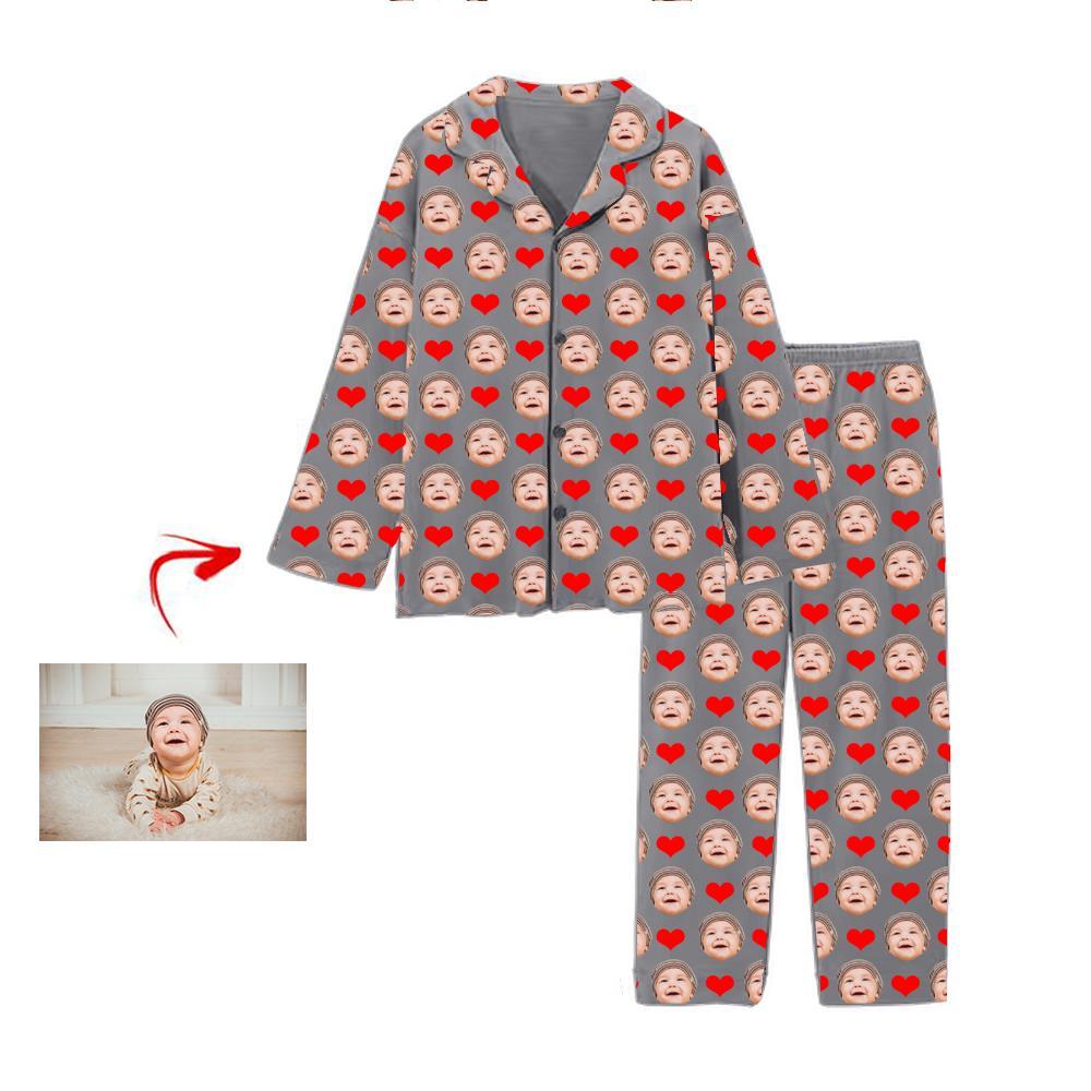 Personalised Pyjamas Heart I Love My Baby Grey