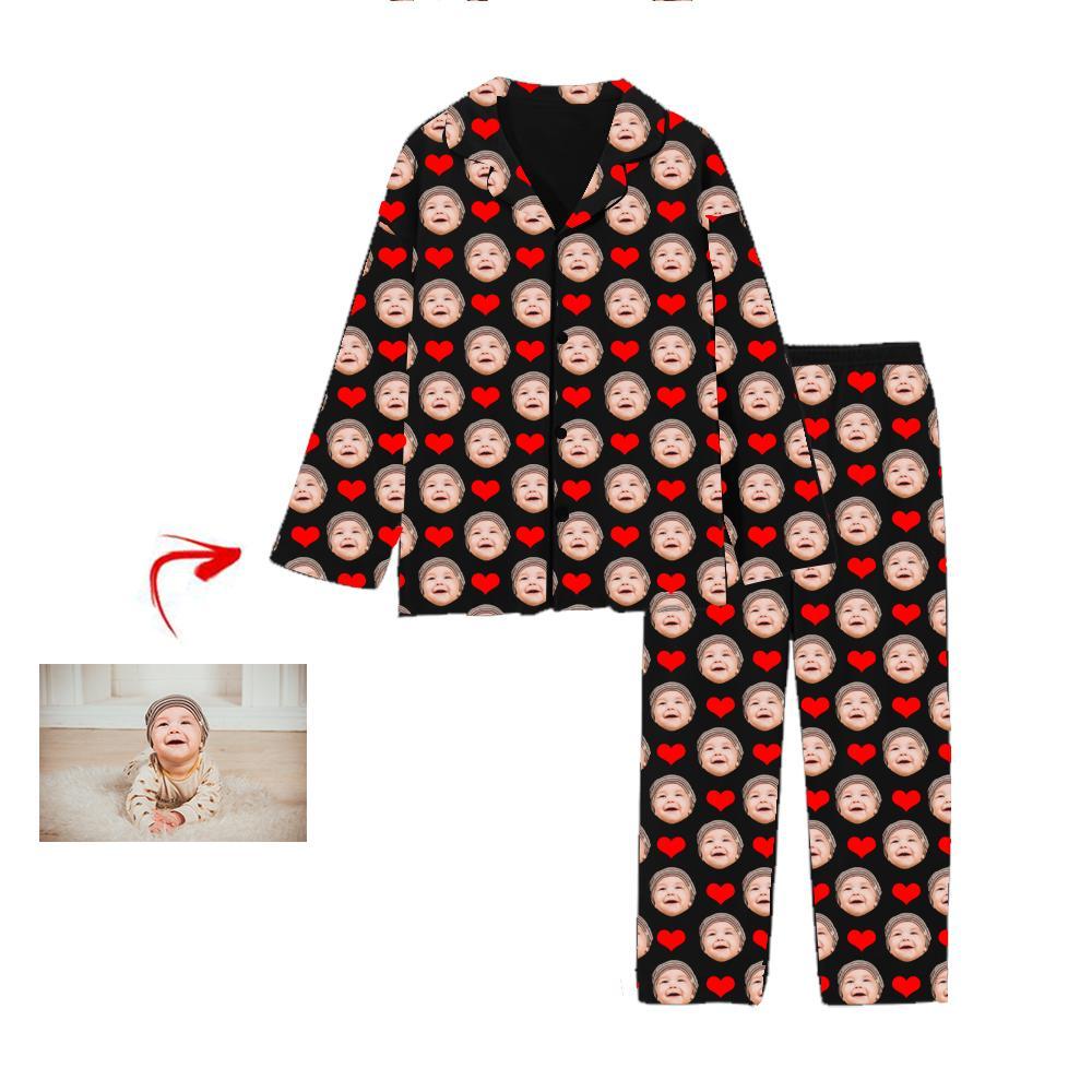 Personalised Pyjamas Heart I Love My Baby Black