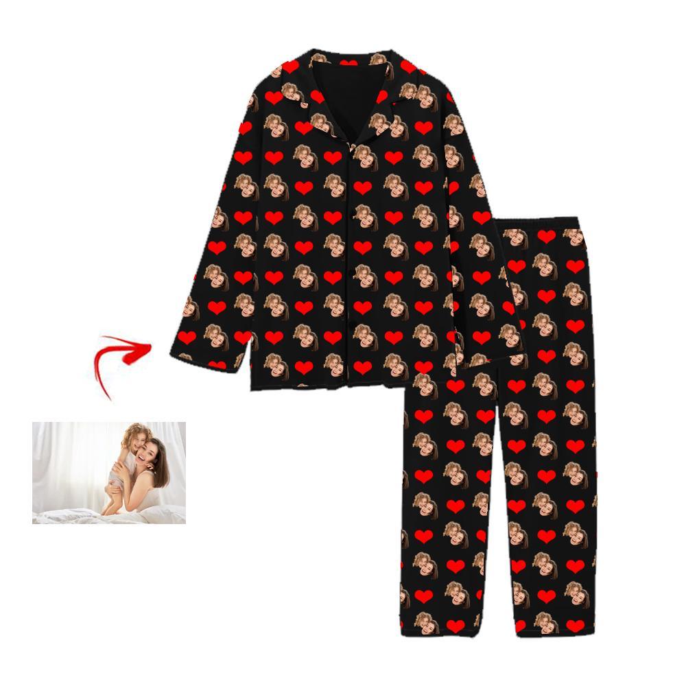 Personalised Pyjamas Heart Happy Mother's Day Black