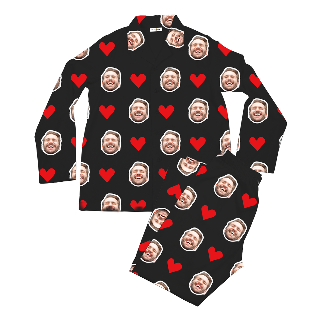 Personalised Pyjamas Heart I Love My Husband Black