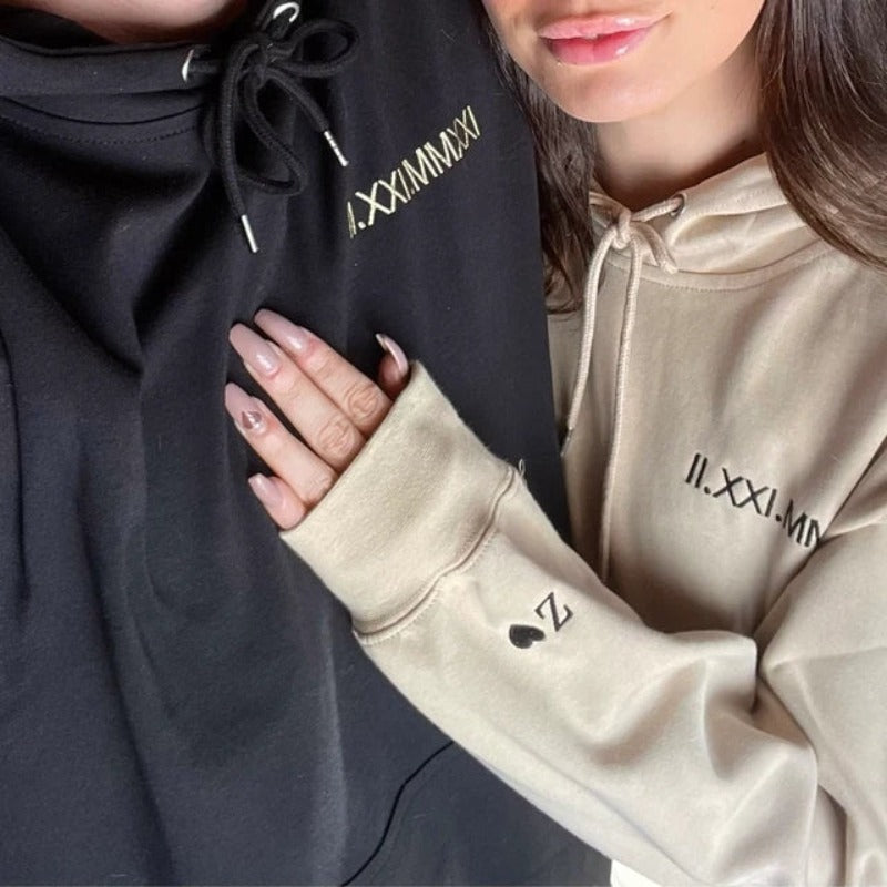 Custom Embroidered Roman Numeral Sweatshirt Gifts For Couples