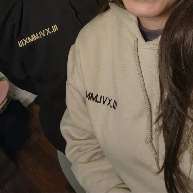 Custom Embroidered Roman Numeral Sweatshirt Gifts For Couples