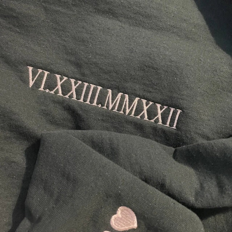 Custom Embroidered Roman Numeral Sweatshirt Gifts For Couples