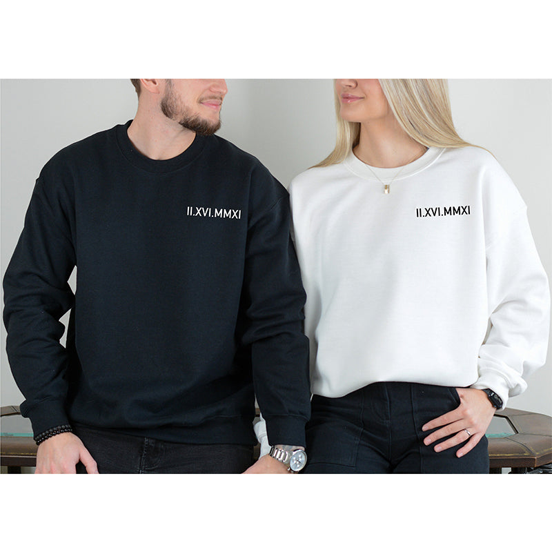 Custom Embroidered Roman Numeral Sweatshirt Gifts For Couples