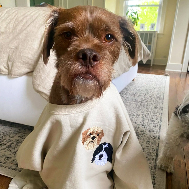 Personalized Sweatshirt with Pet Face and Pet Name Custom Embroidered