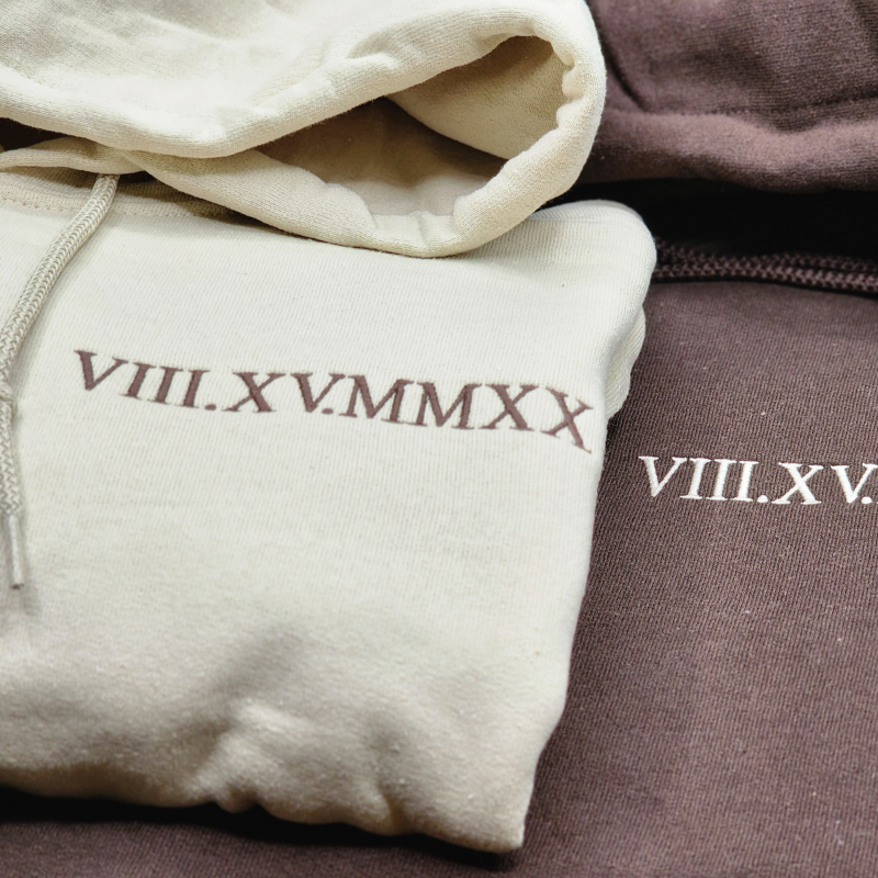 Custom Embroidered Roman Numeral Sweatshirt Gifts For Couples