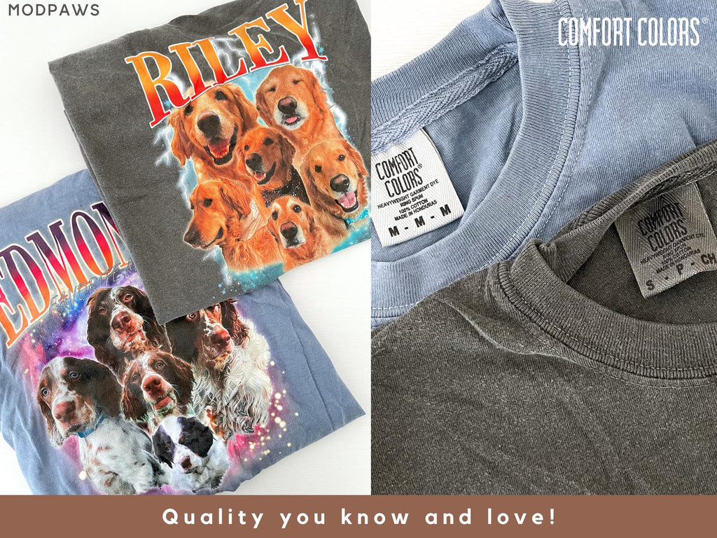 Custom Comfort Colors Vintage Pet TShirt Pet Photo + Name Custom Dog Shirt Personalized Shirt Custom T Shirts for Humans Cat Shirt 90's Tee