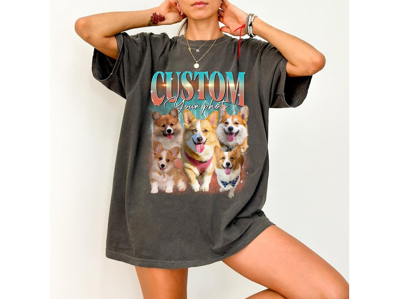 Custom Comfort Colors Retro Dog Shirt, Personalized Pet Tee, Custom Photo 90s Graphic, Bootleg Rap Dog Shirt, Custom Design Tshirt