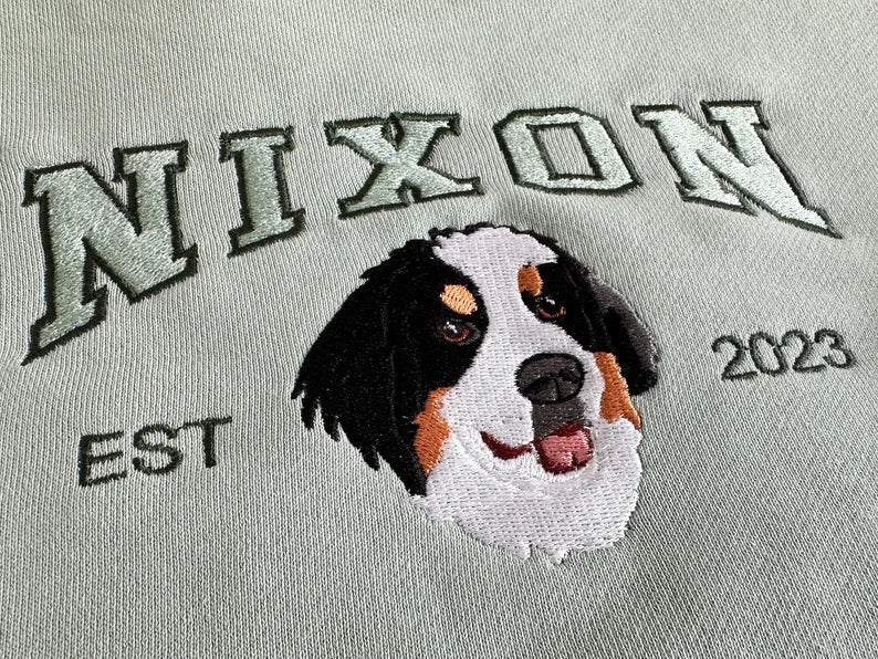 Custom Pet Embroidered Personalized Pet Face and Pet name Sweatshirt, Christmas Gift