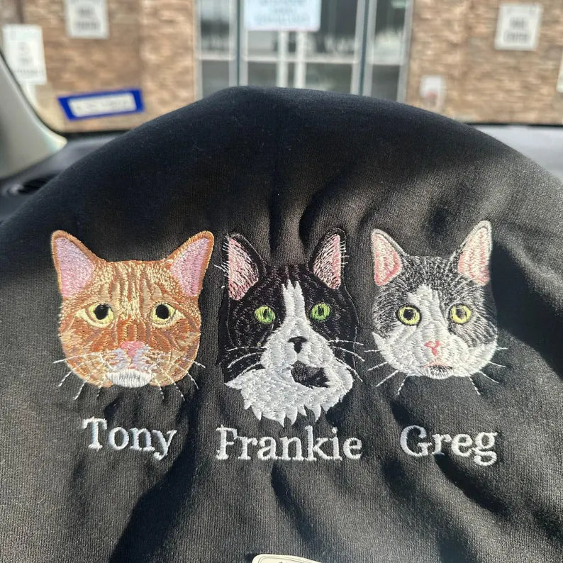 Embroidered Pet Portrait Organic Christmas Jumper Sweatshirt