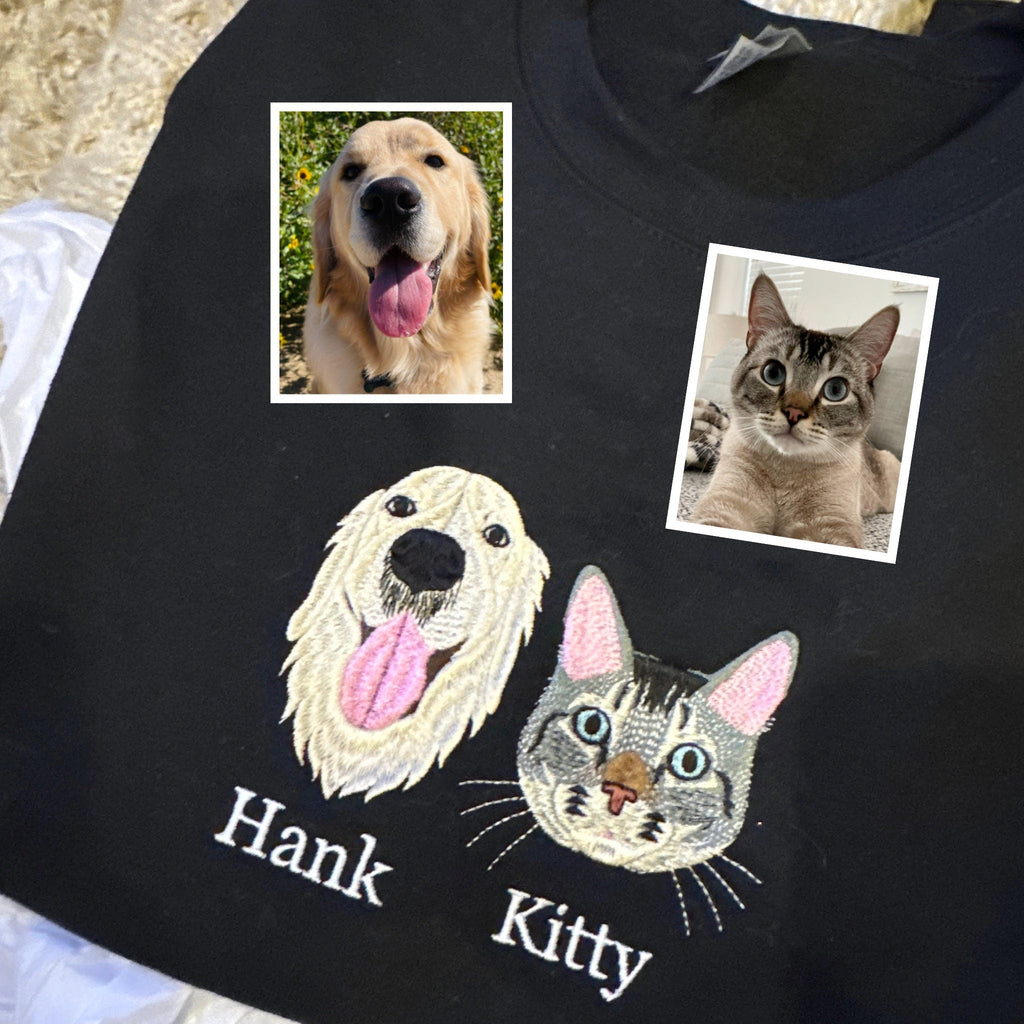 Custom Embroidered Pet Sweatshirt from Your Photo, Custom Dog/Cat From Photo Embroidery, Personalized Crewneck/Hoodie, Birthday Gift / Pet sweatshirt/ Gift