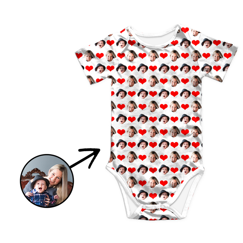 Custom Photo Baby Bodysuit Heart My Loved One's Face