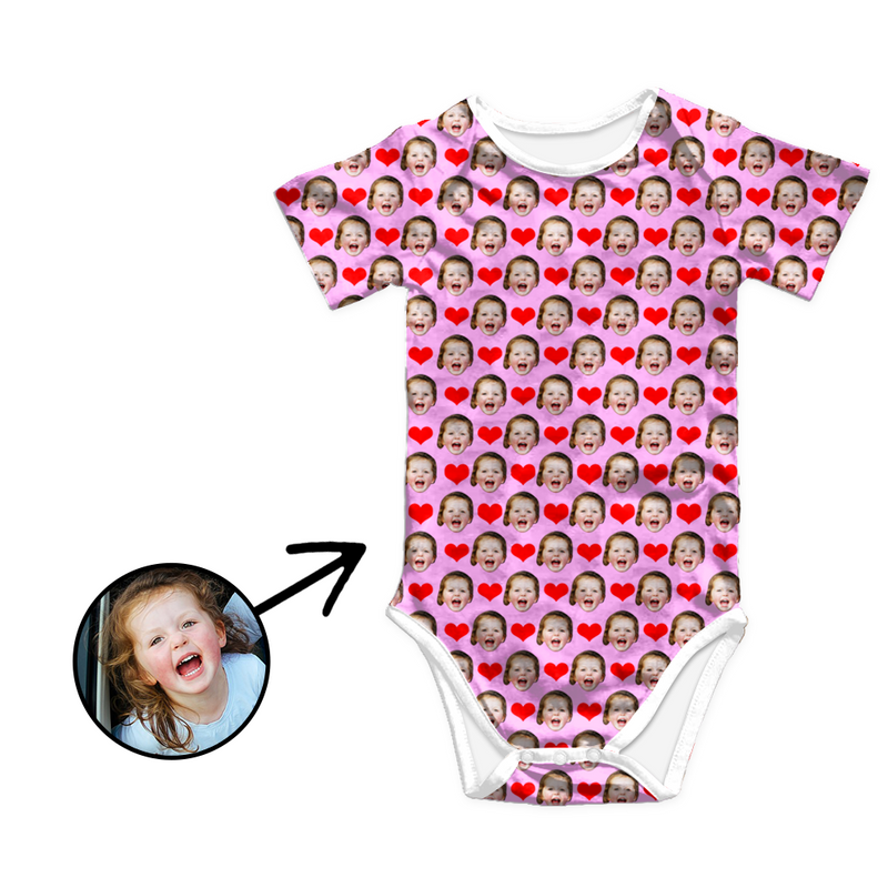 Custom Photo Baby Bodysuit Heart My Loved One's Face