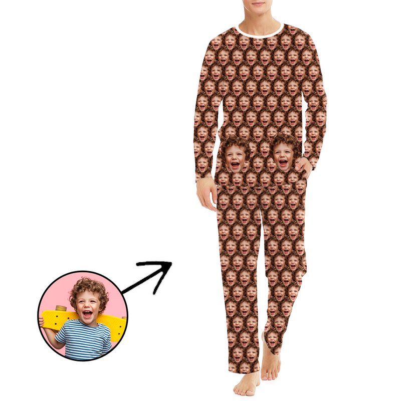 Personalised Photo Pajamas For Men Dog Footprint Long Sleeve