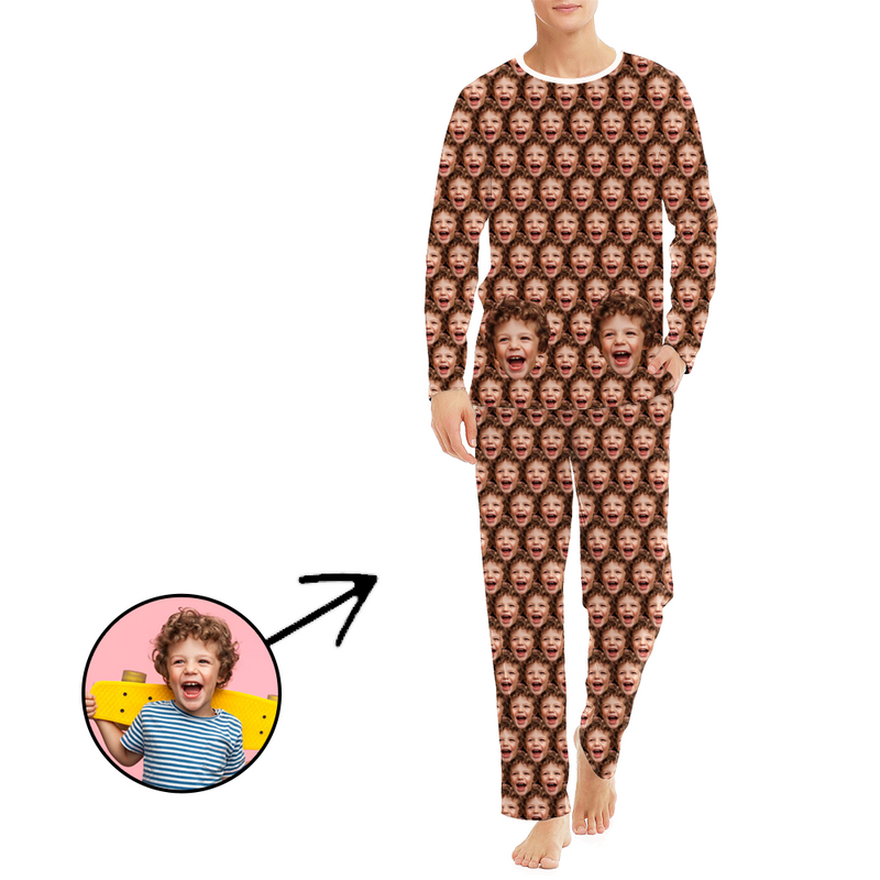 Personalised Pyjamas For Men Funny Mash Face Long Sleeve photopajamas