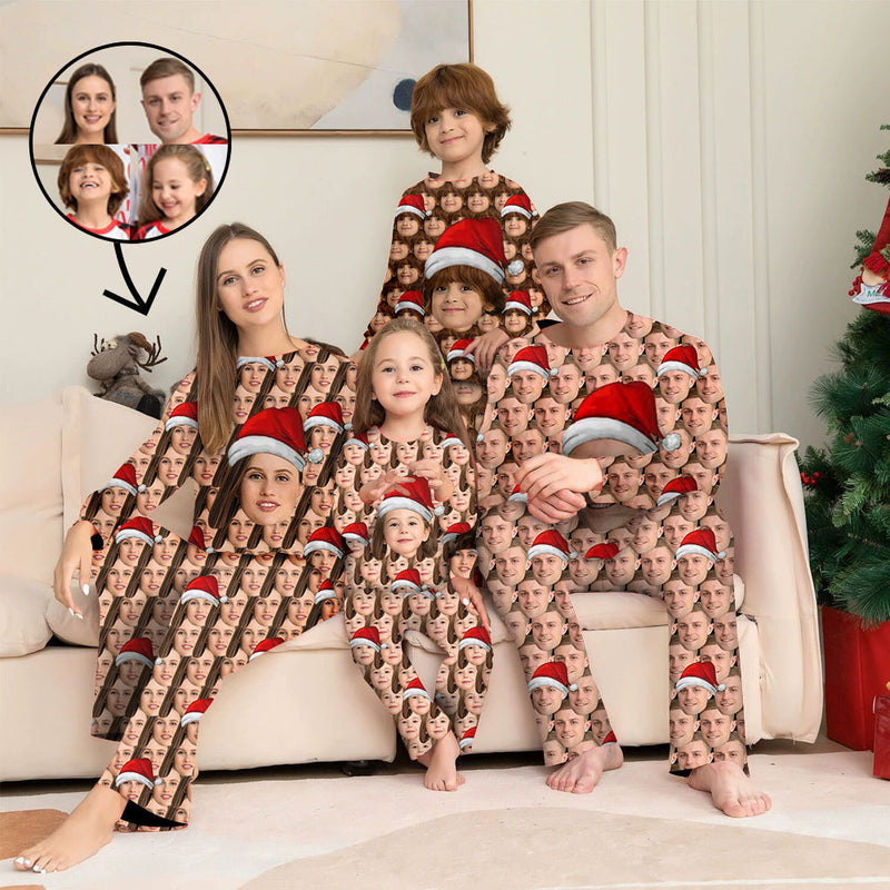 Custom Photo Pajamas Family Matching Set Christmas Matching Sleepwear Personalized Pajamas Funny Mash Face