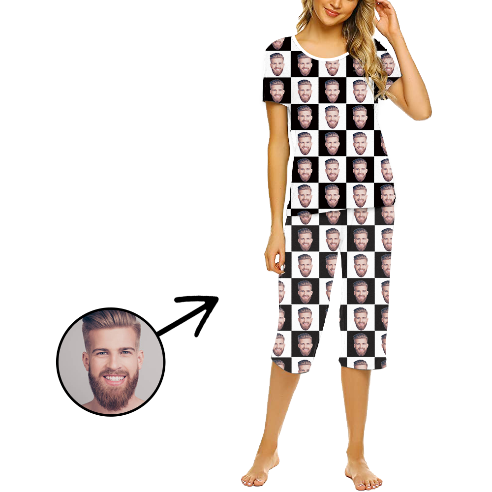 Custom Photo Pajamas For Women Black And White