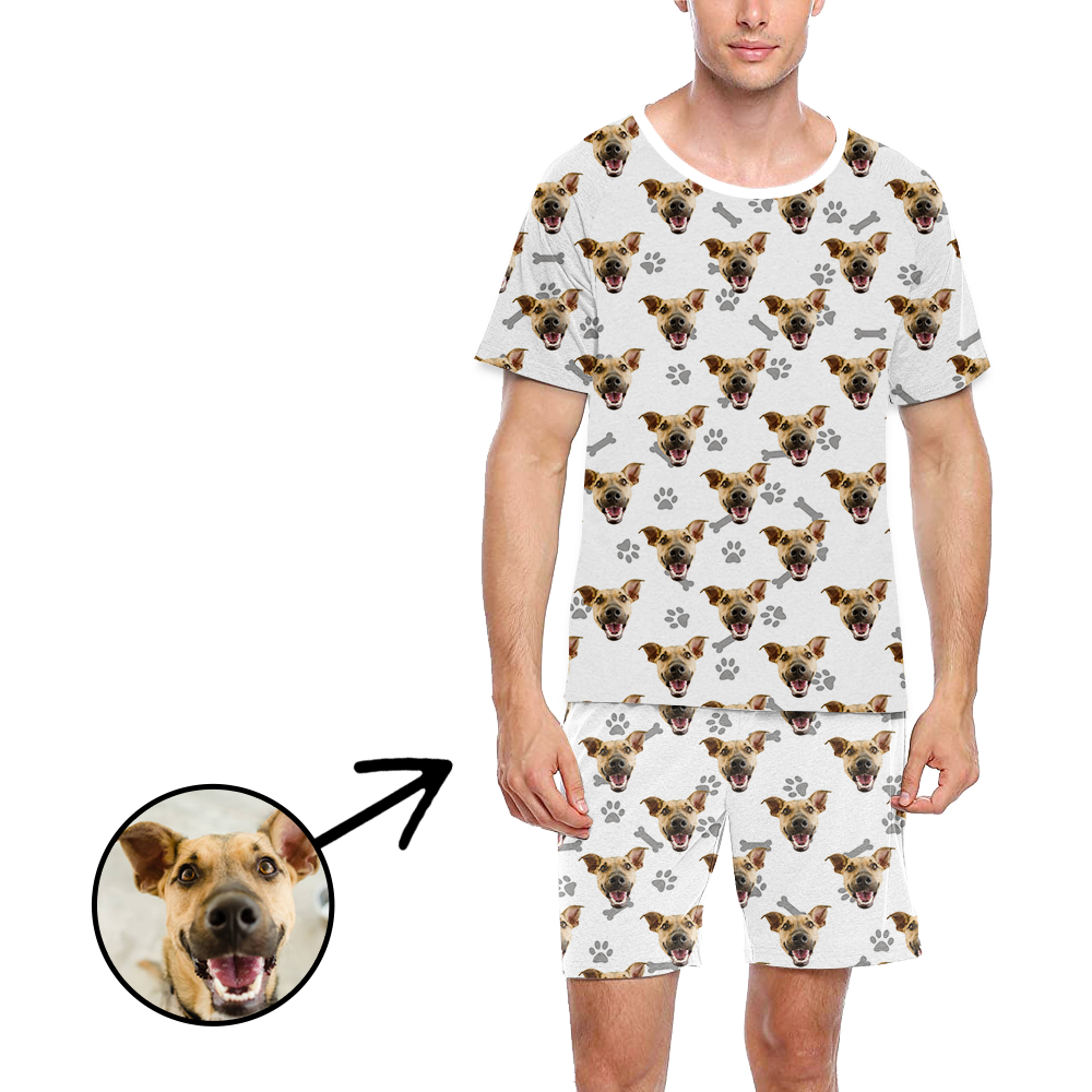 Custom Photo Pajamas For Men Dog Footprint