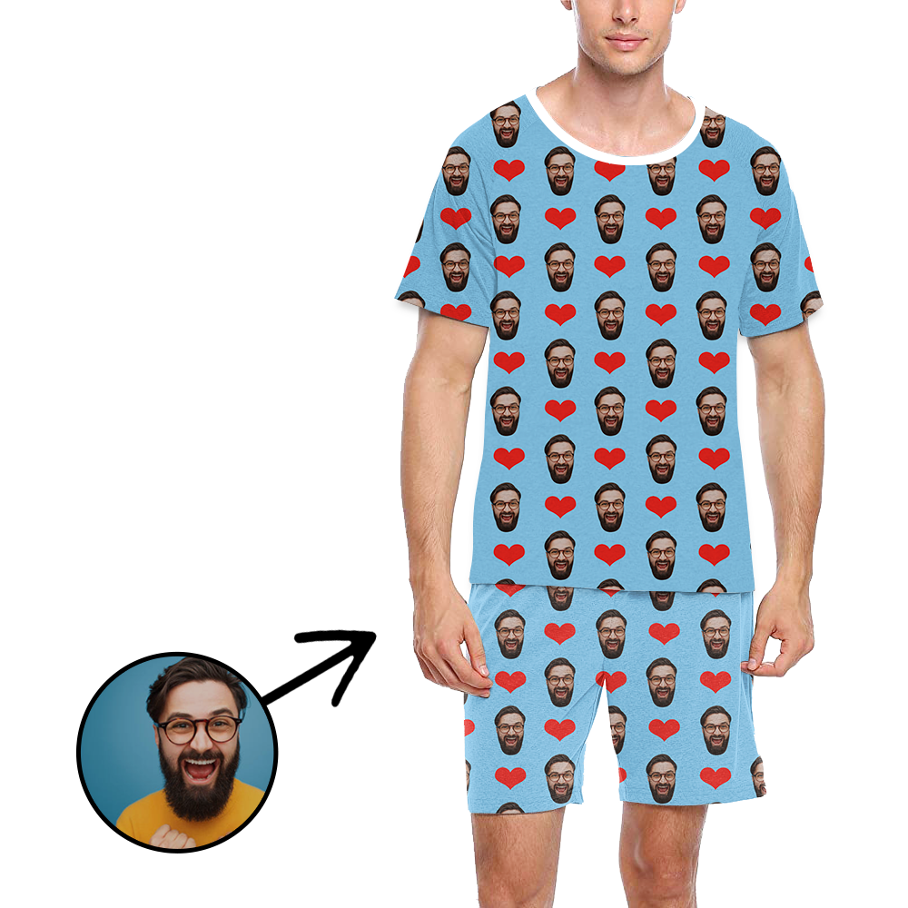 Custom Photo Pajamas For Men Heart I Love My Friend