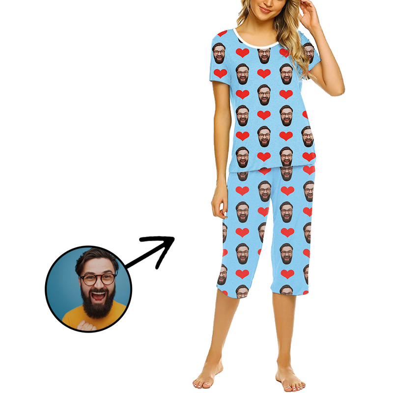 Custom Photo Pajamas For Women Heart I Love My Dad