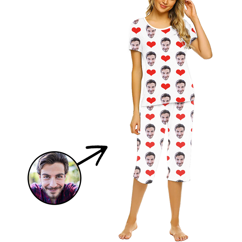 Custom Photo Pajamas For Women Heart I Love My Dad