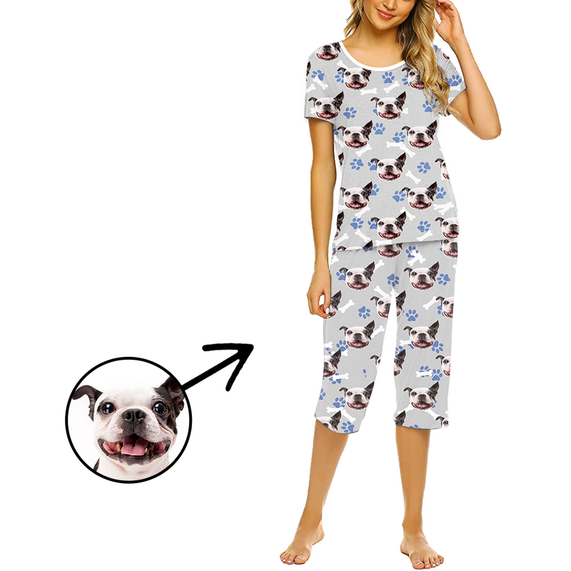 Custom Photo Pajamas For Women Dog Paw Footprint