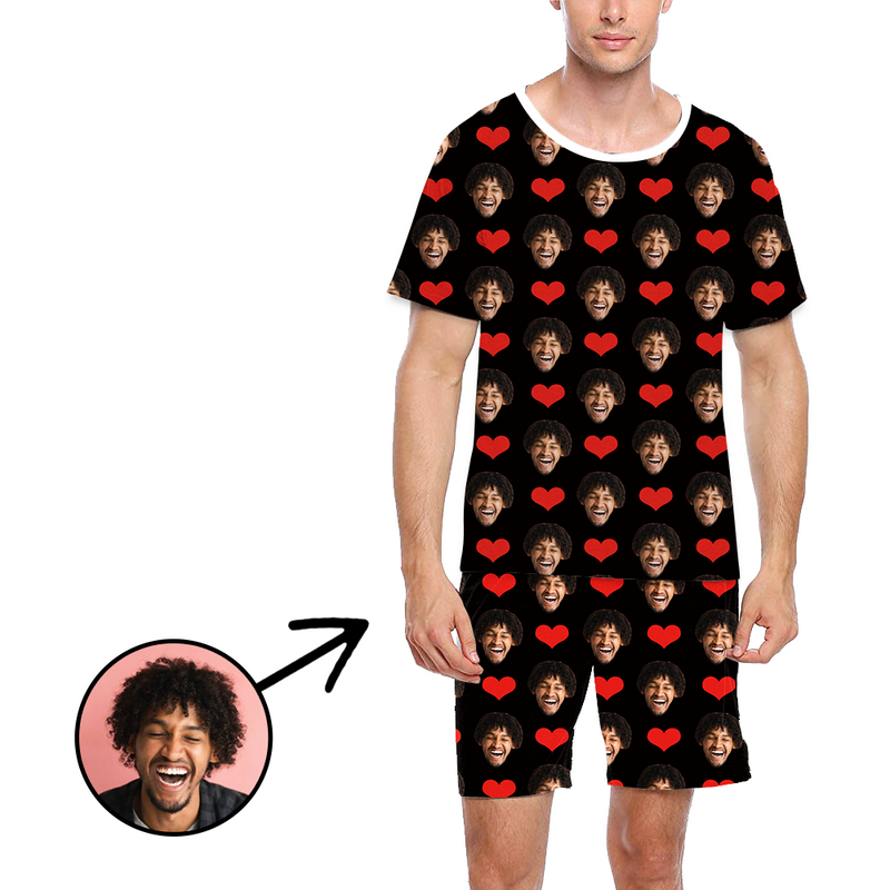 Custom Photo Pajamas For Men Heart My Loved One's Face