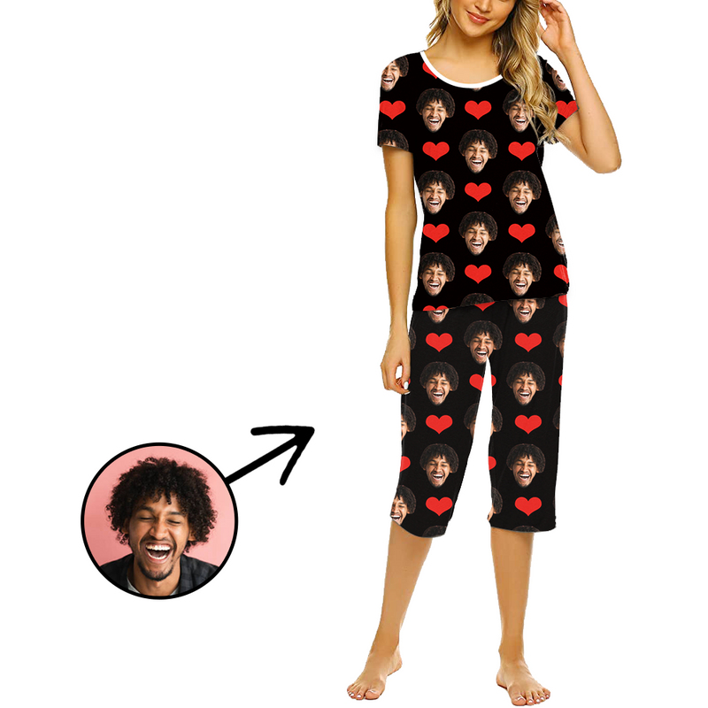 Custom Photo Pajamas For Women Heart My Loved One's Face