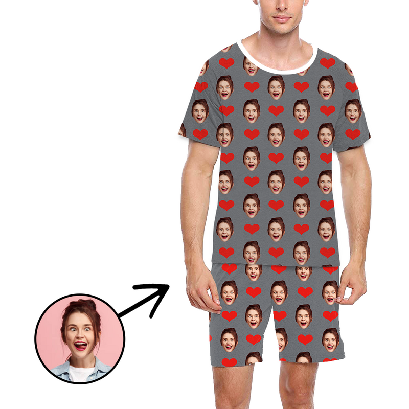 Custom Photo Pajamas For Men Heart My Loved One's Face