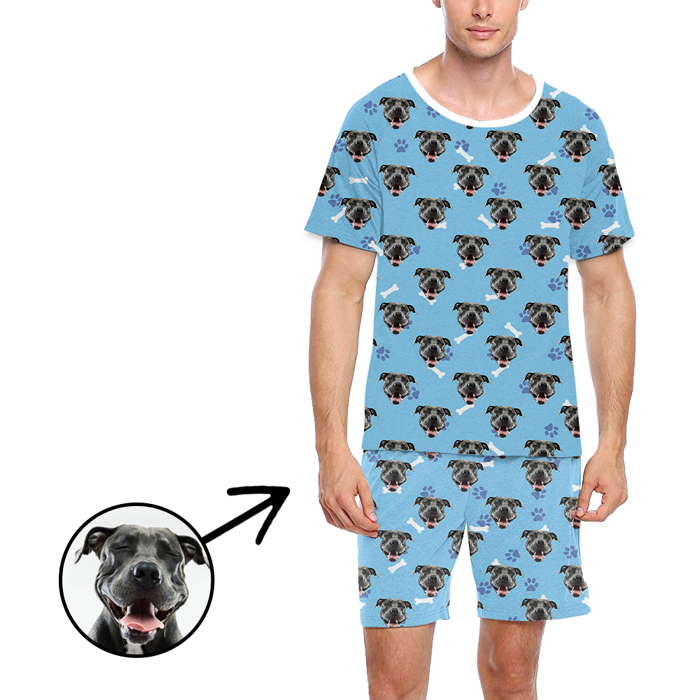 Custom Photo Pajamas For Men Dog Paw Footprint