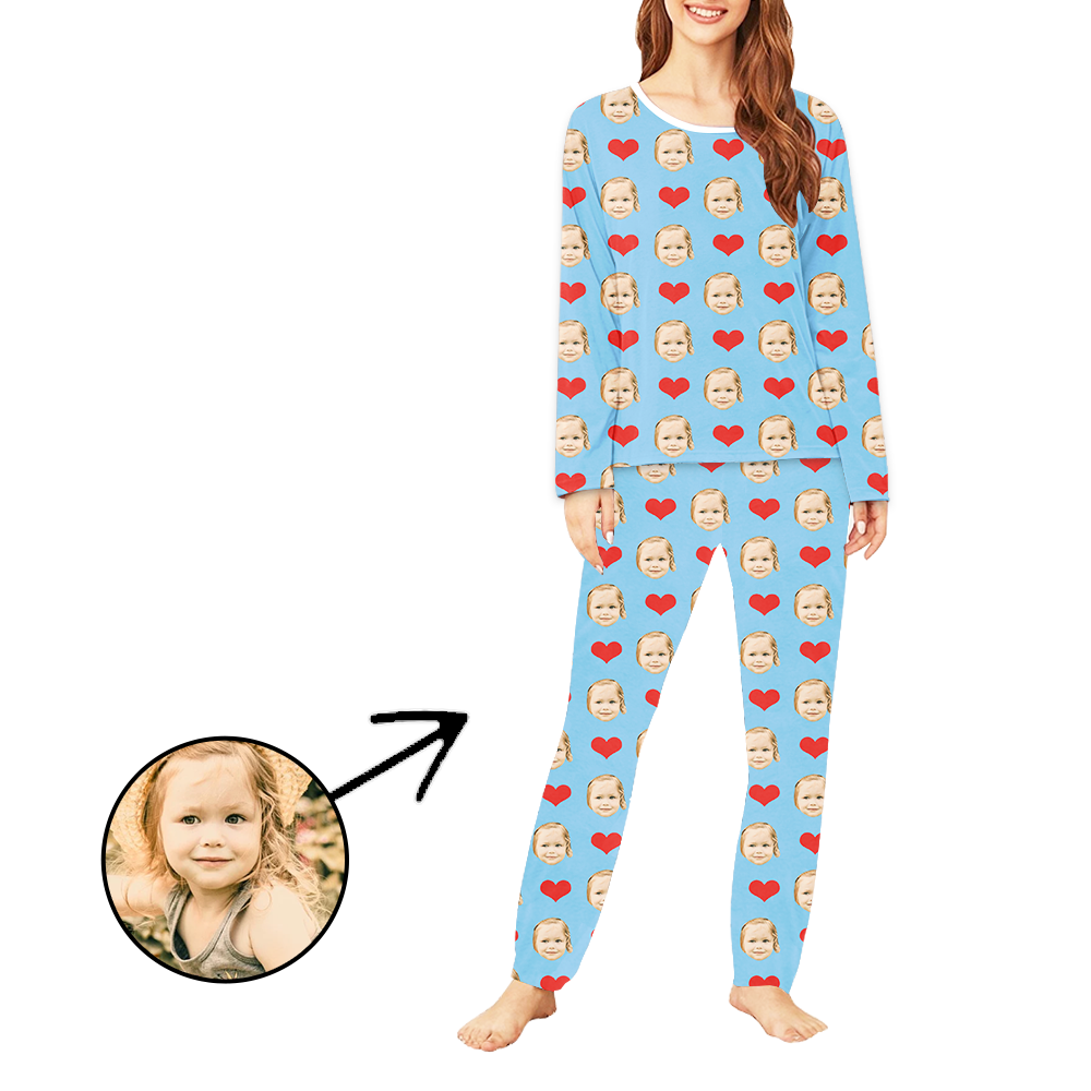 Long Sleeve Custom Sleepwear Custom Photo Pajamas - Personalized Face Pajama Set With Your Pictures - Funny Family Christmas Sleepwear Custom Face Photo Pajamas