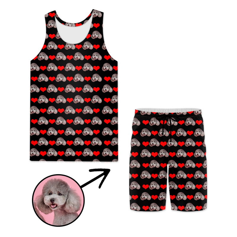 Custom Photo Beach Wear Heart I Love My Dog