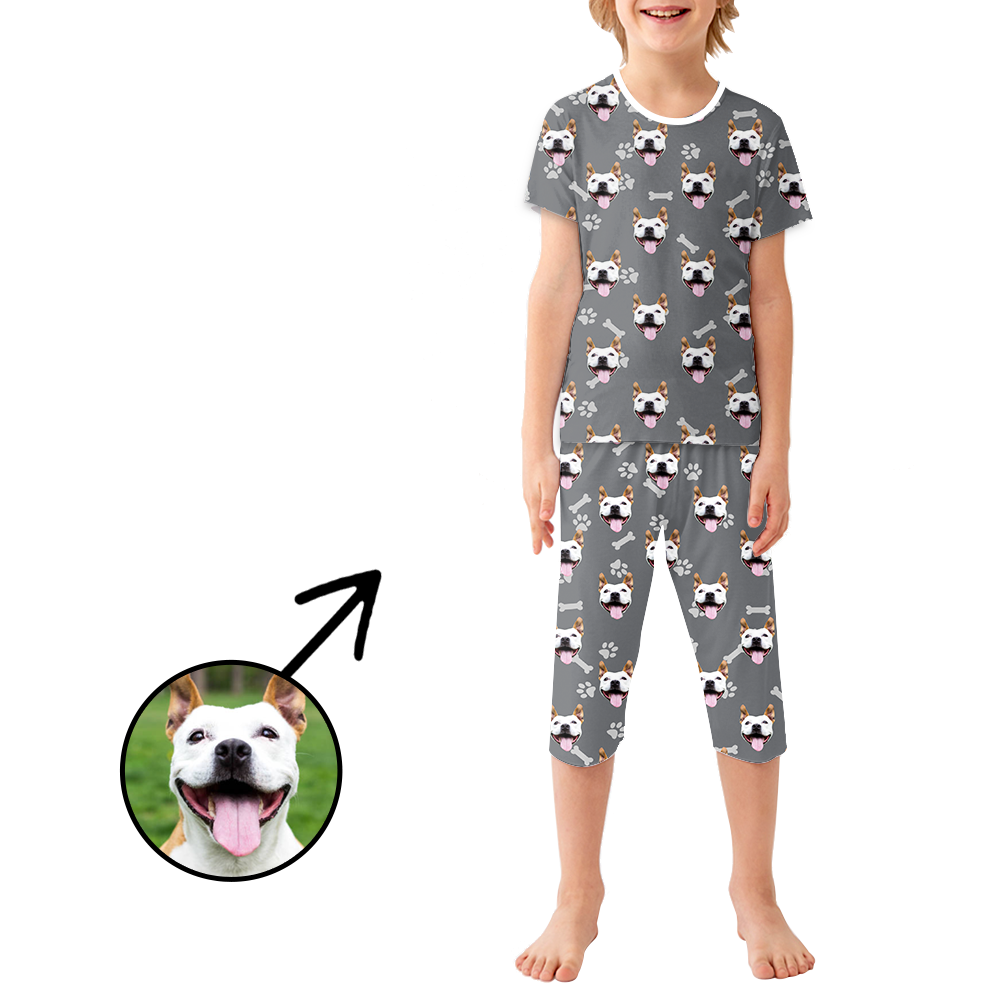 Custom Photo Pajamas For Kids Dog Footprint