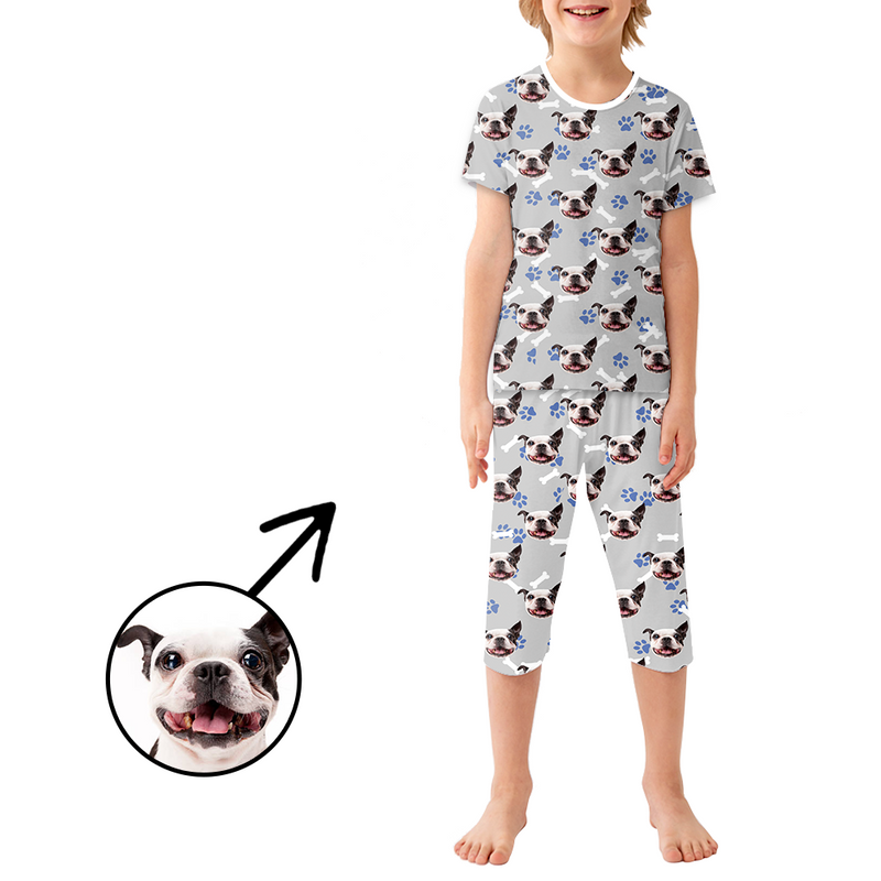 Custom Photo Pajamas For Kids Dog Paw Footprint