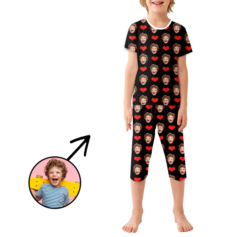 Custom Photo Pajamas For Kids Heart My Loved One's Face