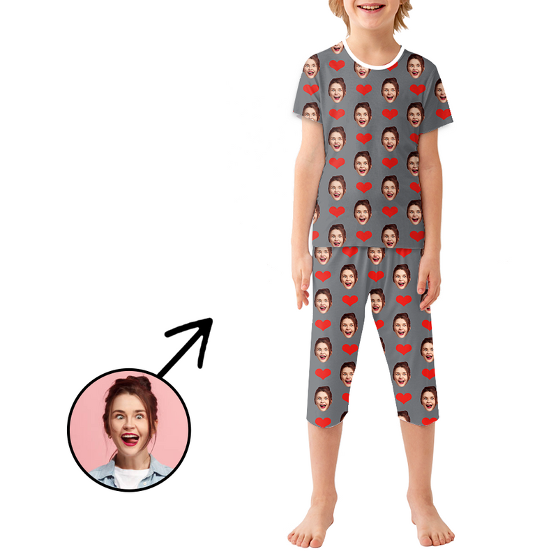 Custom Photo Pajamas For Kids Heart My Loved One's Face