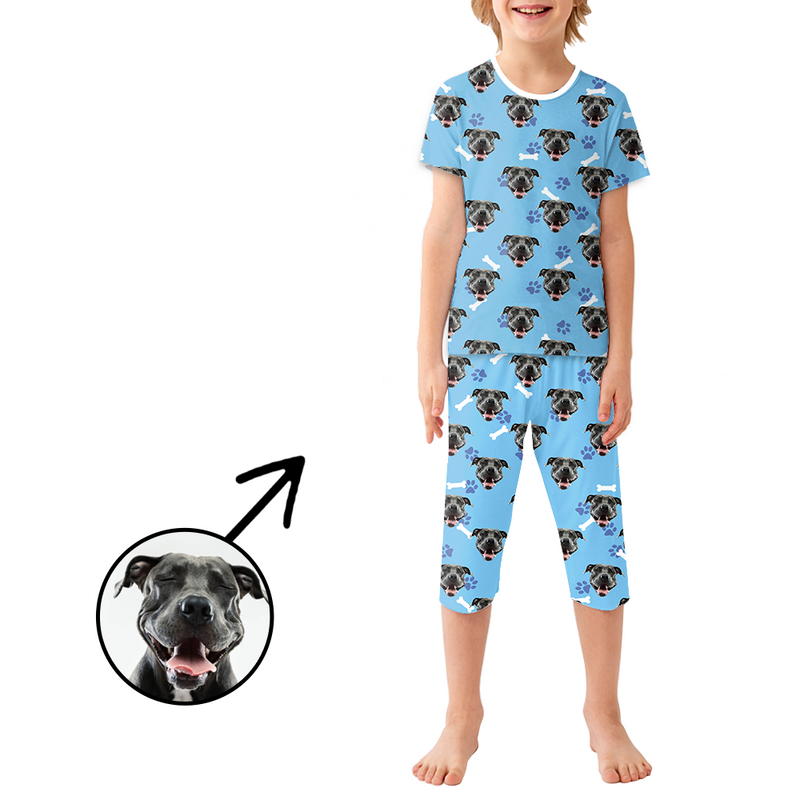 Custom Photo Pajamas For Kids Dog Paw Footprint