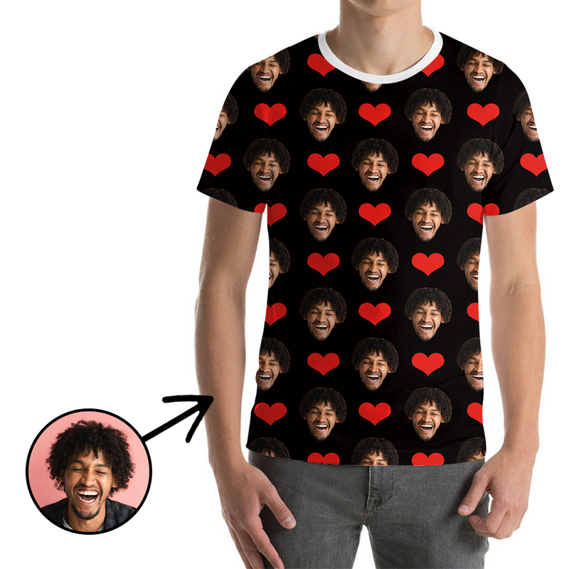 Custom Photo T-shirt Unisex Heart My Loved One's Face