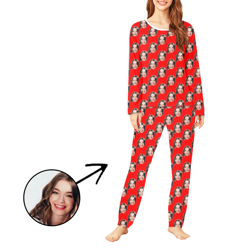 Custom Photo Long Sleeve Pajamas Custom Face Pajamas