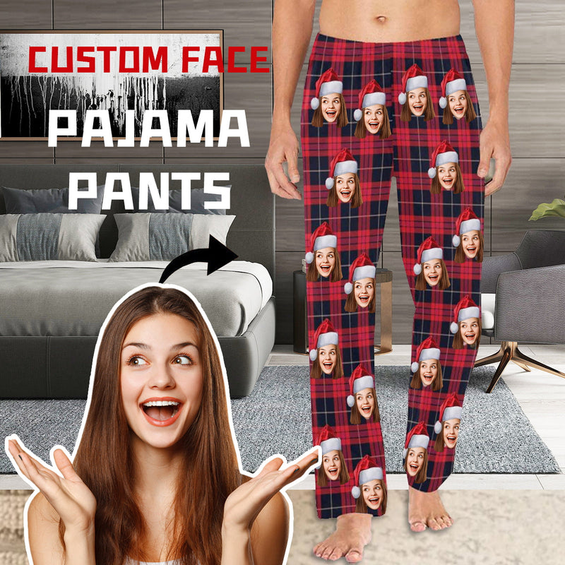 Custom Photo Pajamas Pants Gift For Men Heart I Love My Wife Long Sleeve