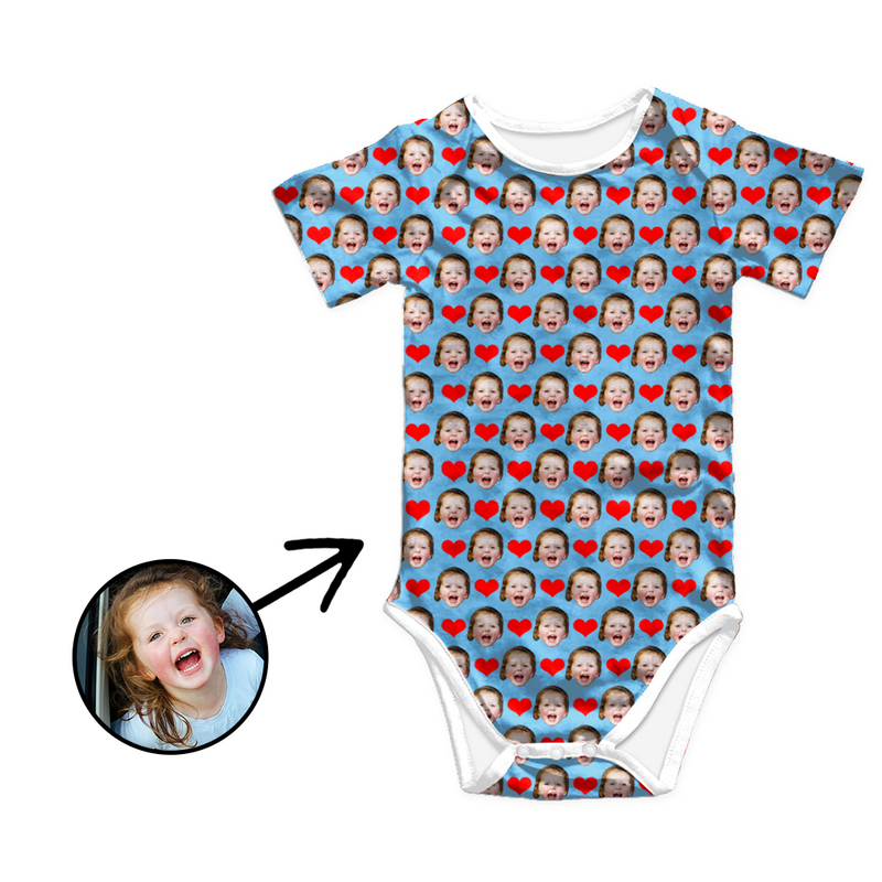 Custom Photo Baby Bodysuit Heart My Loved One's Face