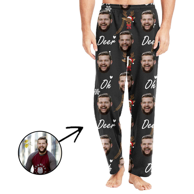 Custom Photo Pajamas Pants For Men Oh Deer