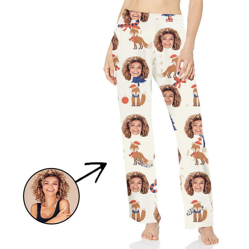 Custom Photo Pajamas Pants For Women Snow Fox