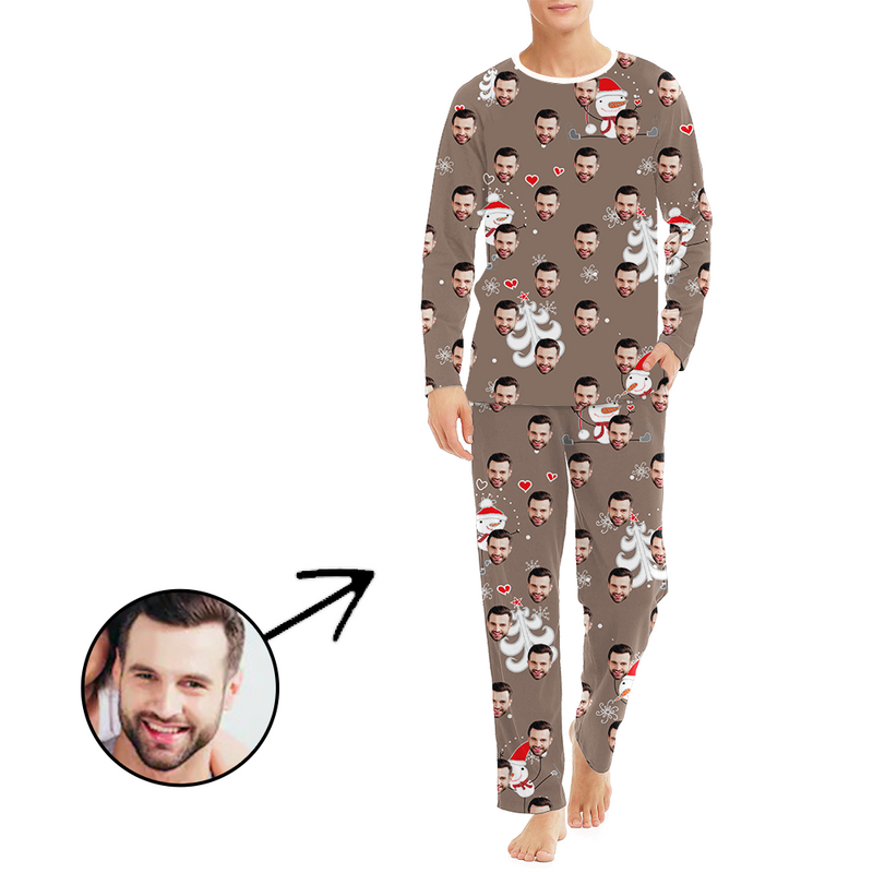 Custom Men's Photo Pajamas I Love Christmas Long Sleeve